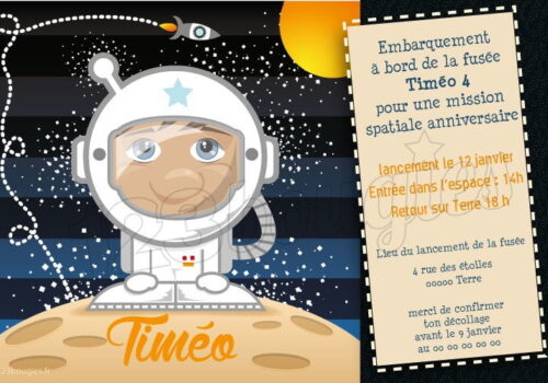 invitation anniversaire astronaute espace fusée