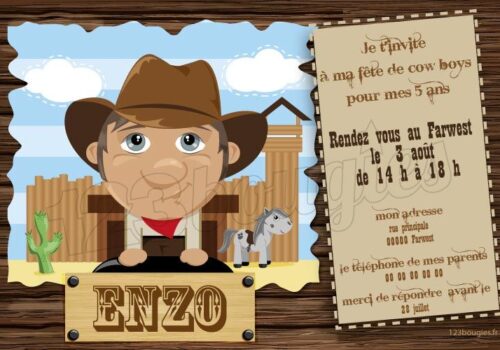 invitation anniversaire cowboy