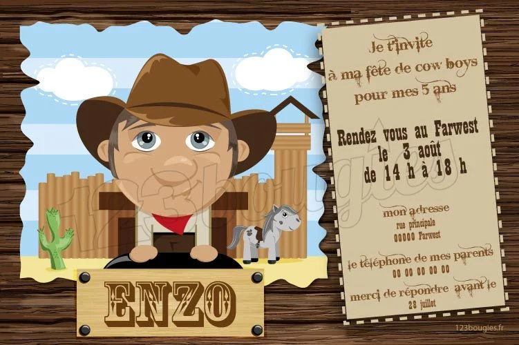 invitation anniversaire cowboy