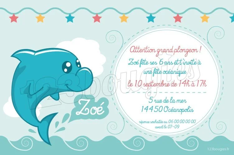 invitation anniversaire dauphin
