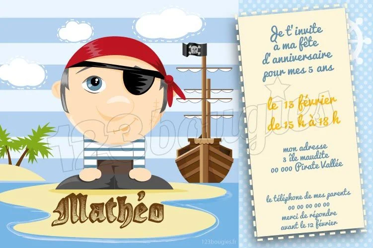 invitation anniversaire pirate