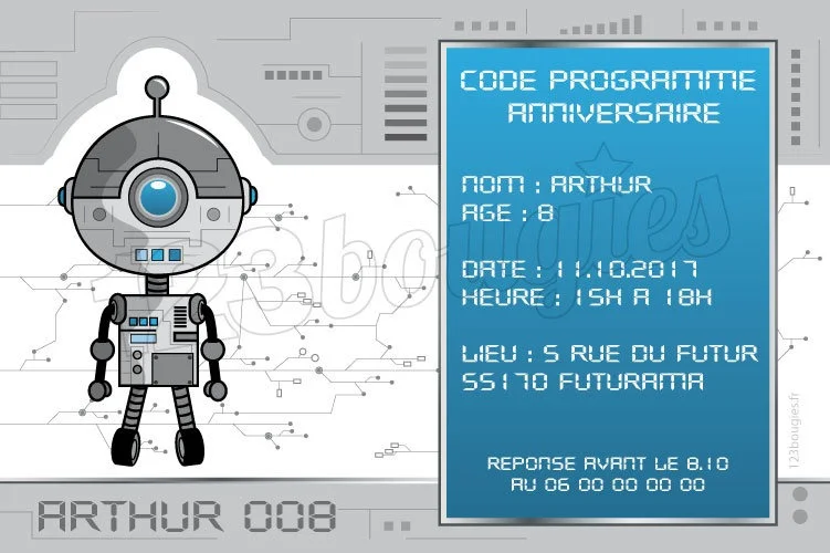 invitation anniversaire robot