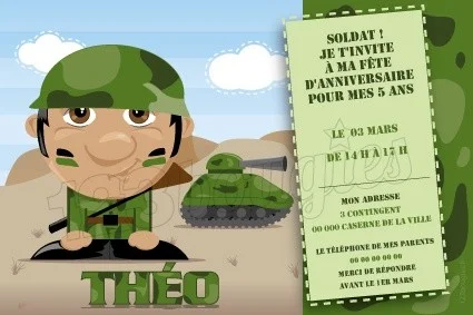 invitation anniversaire soldat militaire