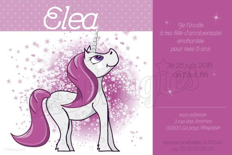 invitation anniversaire licorne