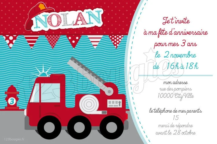 invitation anniversaire pompier