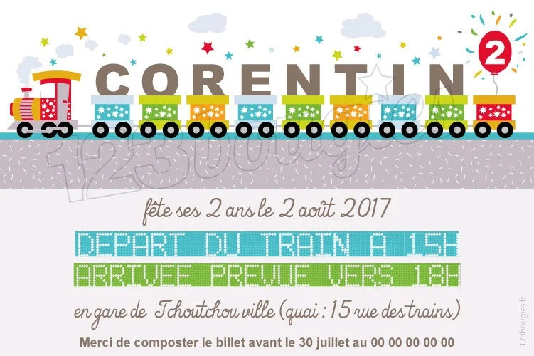 Invitation Anniversaire Train 4 ans garçon