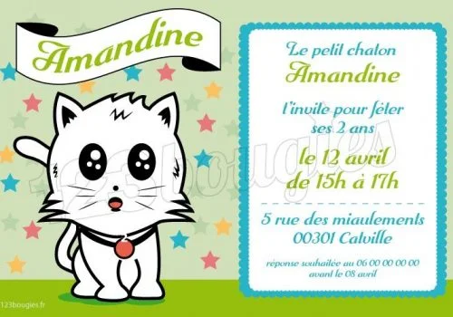 invitation anniversaire chat