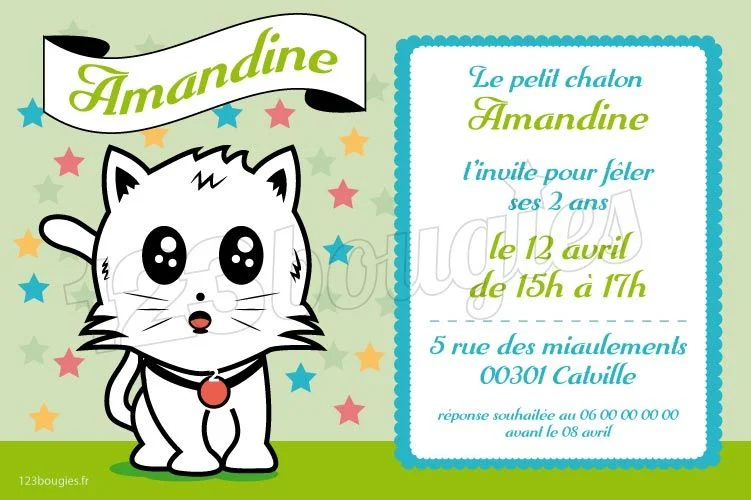 invitation anniversaire chat