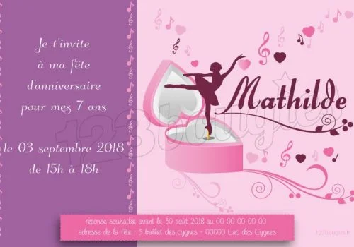 invitation anniversaire danseuse