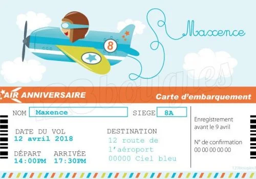 invitation anniversaire avion