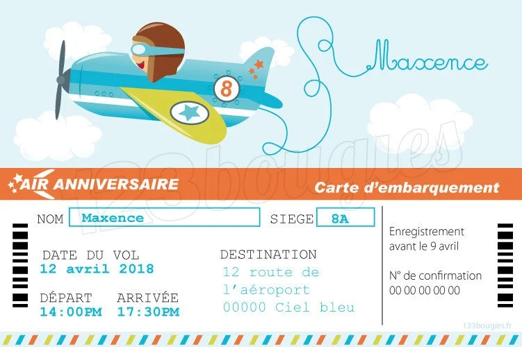 invitation anniversaire avion