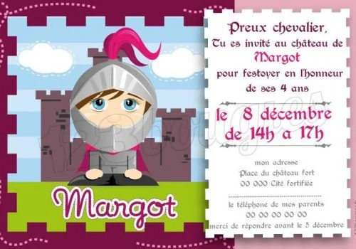 invitation anniversaire chevalier fille