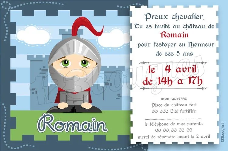 Carte Anniversaire 6 ans Enfant Chevalier