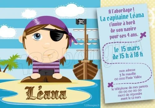 invitation anniversaire pirate fille