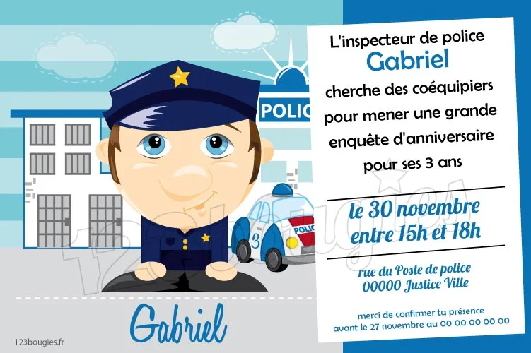 invitation anniversaire policier police