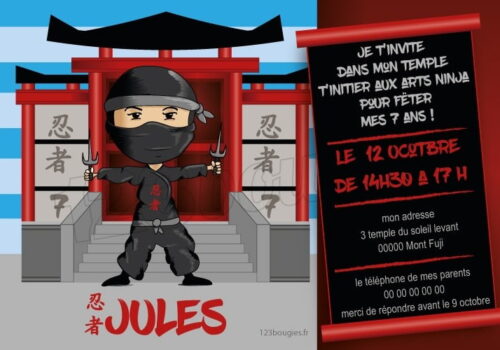 invitation anniversaire ninja personnalisable