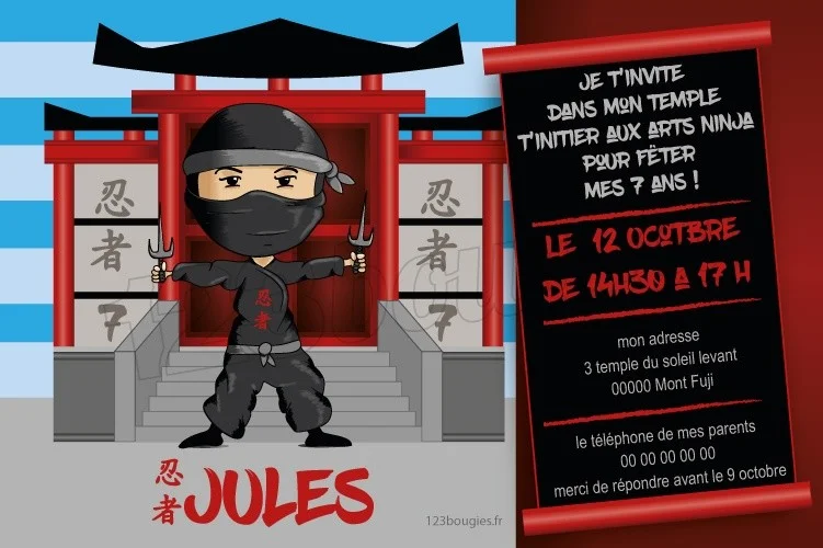 invitation anniversaire ninja personnalisable