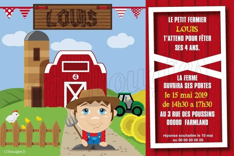 Affiche anniversaire enfant personnalisée animaux de la ferme – Omade