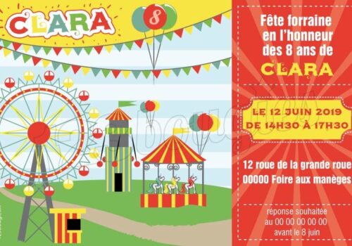 invitation anniversaire fête foraine