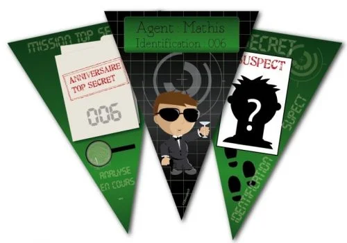 Fanions Anniversaire Agent Secret personnalisables