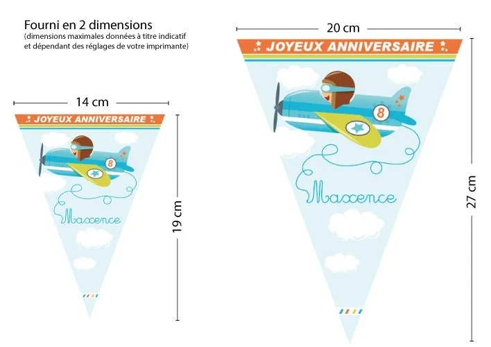 fanions anniversaire avion