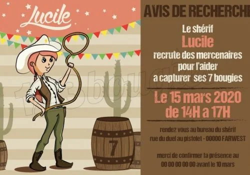 invitation anniversaire cowgirl