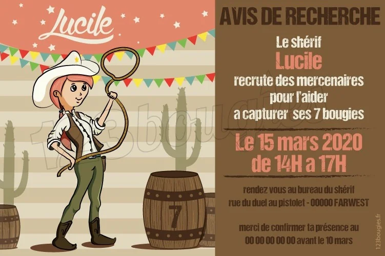 invitation anniversaire cowgirl