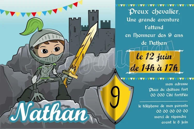 invitation anniversaire chevalier