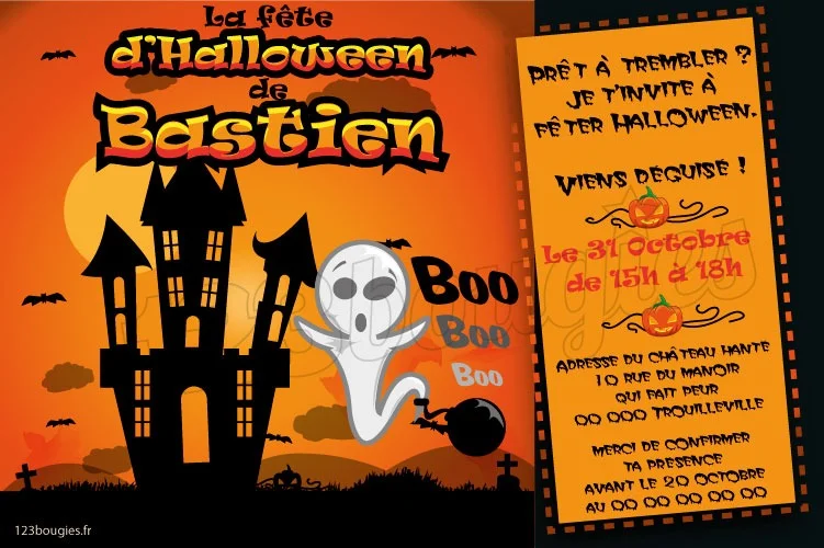 invitation halloween fantôme personnalisée
