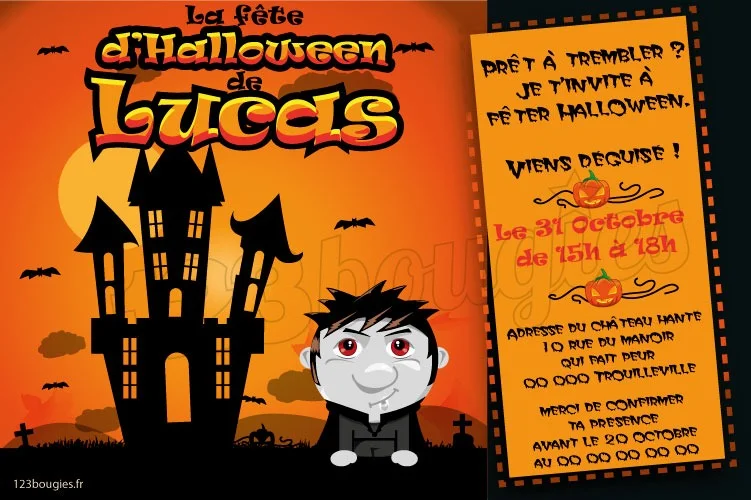 invitation halloween vampirepersonnalisée