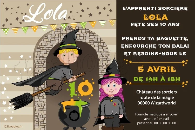 invitation anniversaire sorcier sorcière